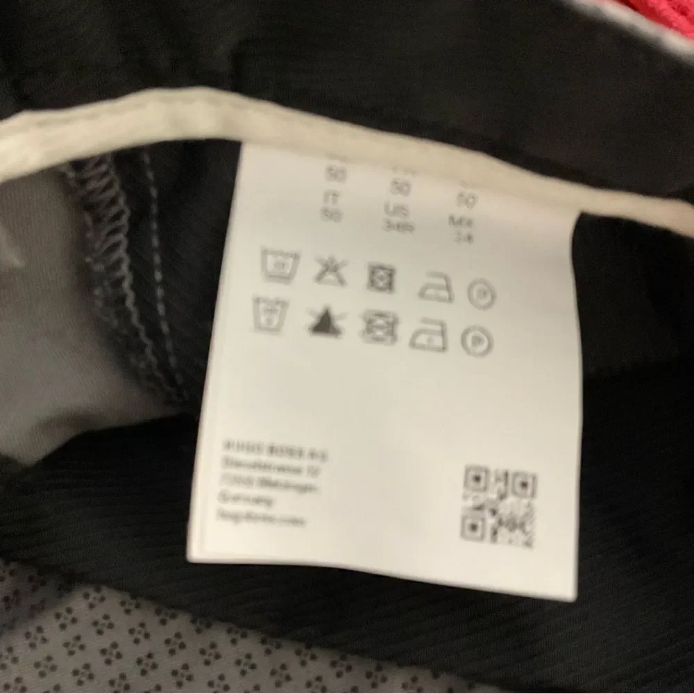 Hugo Boss Men's Pants 34 R Gray Stretch‎ Geometric Print Flat Front Casual Pants